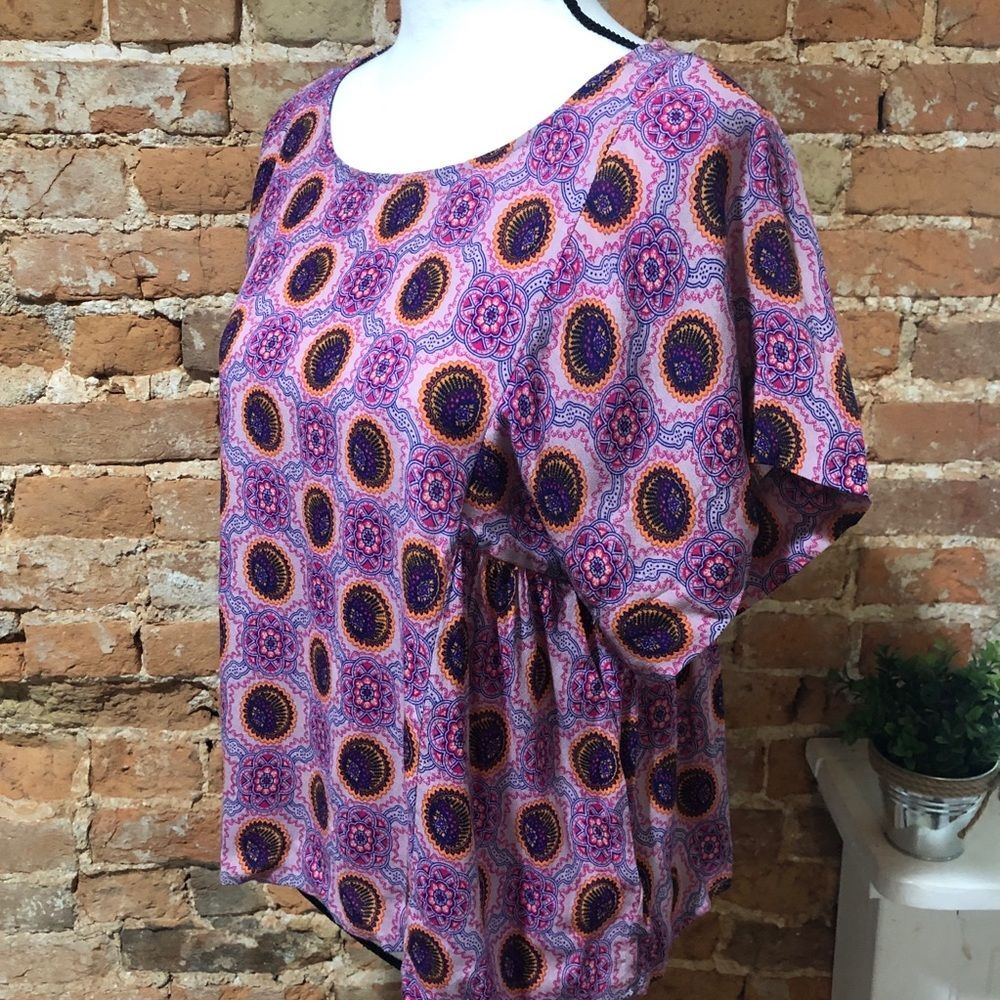 Anthropologie Maeve Milla print top WOMENS XS Pink Medallion - Picture 3 of 10
